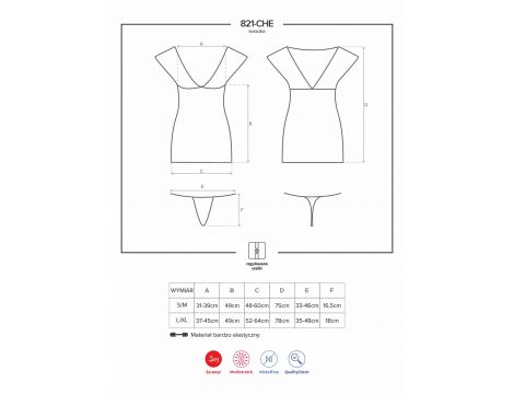 Koszulka nocna Obsessive z koronką i stringami L/XL - 3