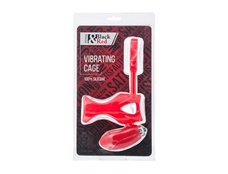 Pierścień wibrujący na łechtaczkę Black&Red czerwony silikonowy 14.5 cm