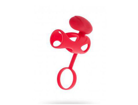 Pierścień wibrujący na łechtaczkę Black&Red czerwony silikonowy 14.5 cm - 2