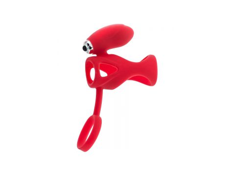 Pierścień wibrujący na łechtaczkę Black&Red czerwony silikonowy 14.5 cm - 3