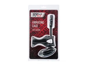 Wibrujący pierścień na penisa z stymulacją łechtaczki Black & Red 14,5 cm