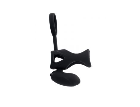 Wibrujący pierścień na penisa z stymulacją łechtaczki Black & Red 14,5 cm - 4