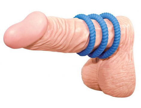 Pierścienie erekcyjne Lust 3 rowkowane silikonowe niebieskie You2Toys - 5
