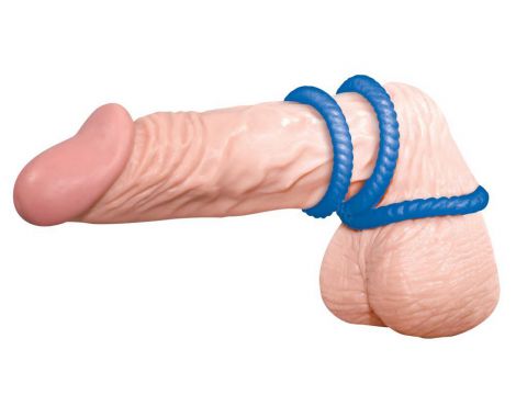 Pierścienie erekcyjne Lust 3 rowkowane silikonowe niebieskie You2Toys - 9