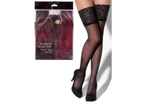 Erotyczne pończochy Kiss Me czarne L/XL