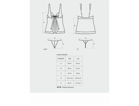 Babydoll Obsessive turkusowy ze stringami L/XL - 2
