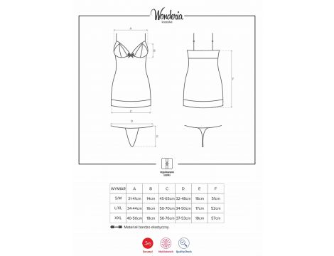 Koronkowa prześwitująca koszulka z stringami Wonderia Obsessive L/XL - 3