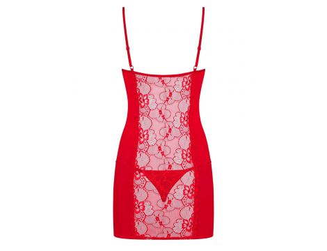 Koronkowa koszulka Heartina z stringami Obsessive czerwona S/M - 2