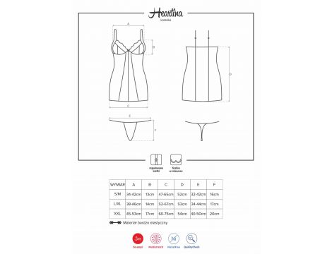 Koronkowa koszulka Heartina z stringami Obsessive czerwona S/M - 3