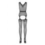Dzianinowy bodystocking Obsessive F217 kwiatowy XL XXL - 4