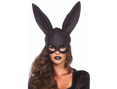 Maska królicza maskaradowa brokatowa Leg Avenue czarna