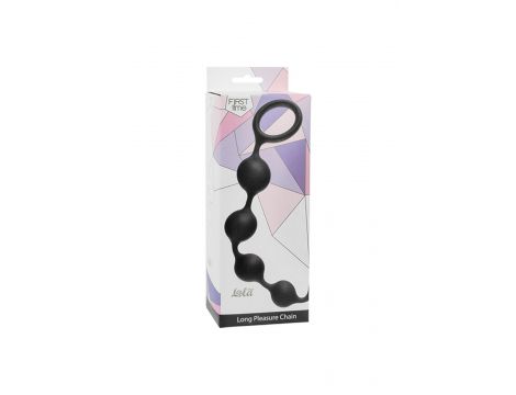 Łańcuszek analny silikonowy Long Pleasure Chain Lola Toys czarny 35 cm