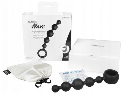 Kulki analne Joyballs Wave długie czarne silikonowe 29 cm - 3
