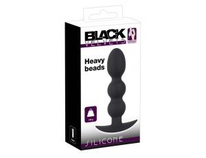 Korek analny kulowy Black Velvets Heavy Beads czarny silikonowy 13,3 cm