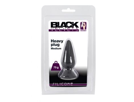 Korek analny Heavy Black Velvets M czarny 8,9 cm - 2