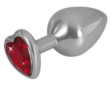 Korek analny Diamond aluminium You2Toys z czerwonym kamieniem 8,2 cm - 3
