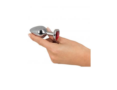 Korek analny Diamond aluminium You2Toys z czerwonym kamieniem 8,2 cm - 10