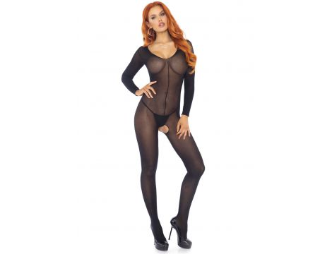 Przezroczysty bodystocking Leg Avenue z długim rękawem czarny - 4