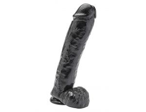 Dildo realistyczne ToyJoy Get Real z jądrami czarne 28 cm