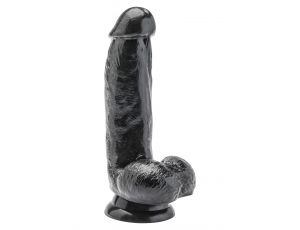 Realistyczne dildo z jajami ToyJoy Get Real czarne 15 cm