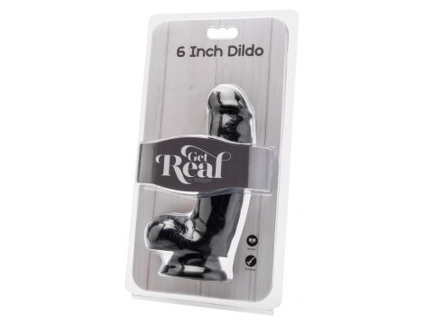 Realistyczne dildo z jajami ToyJoy Get Real czarne 15 cm - 2
