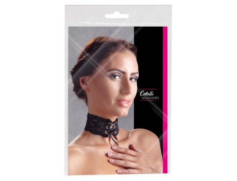 Choker koronkowy z satynową tasiemką Cottelli