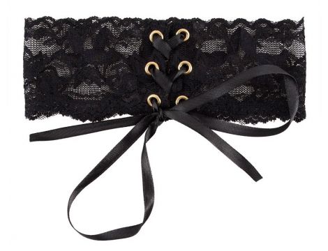 Choker koronkowy z satynową tasiemką Cottelli - 4