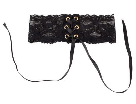 Choker koronkowy z satynową tasiemką Cottelli - 6
