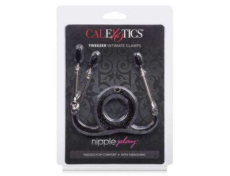 Klipsy intymne Calexotics z podwójnym łańcuchem czarne 7 cm - 3
