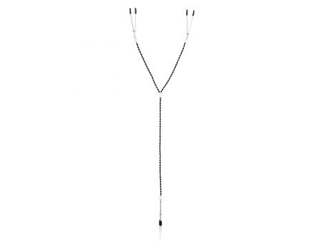 Klipsy intymne Calexotics z podwójnym łańcuchem czarne 7 cm - 4
