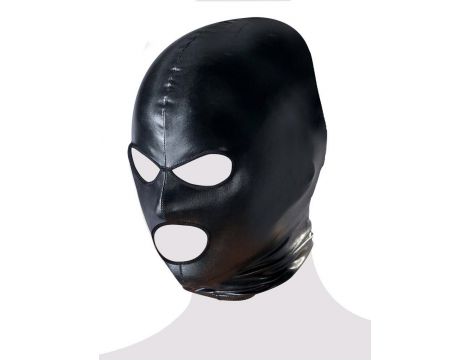 Maska BDSM wet look Bad Kitty czarna z otwartymi oczami i ustami - 6