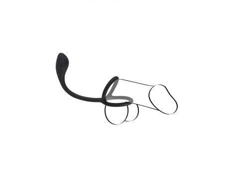 Pierścień na penisa i jądra z korkiem analnym Black Velvets 16 cm - 15