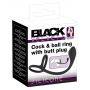 Pierścień na penisa i jądra z korkiem analnym Black Velvets 16 cm - 2