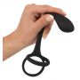 Pierścień na penisa i jądra z korkiem analnym Black Velvets 16 cm - 7