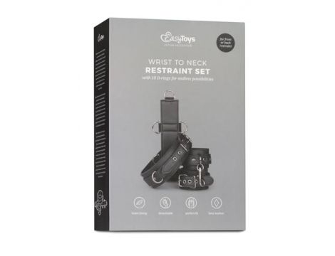 Zestaw uprzęży z kajdankami EasyToys czarny ze skóry syntetycznej