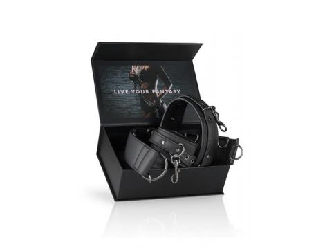 Zestaw uprzęży z kajdankami EasyToys czarny ze skóry syntetycznej - 8