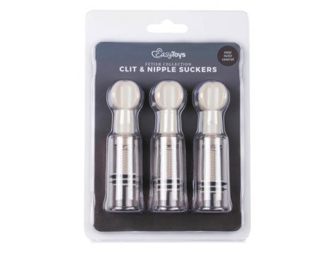 Zestaw pompek na sutki i łechtaczkę EasyToys przezroczysty 3 szt 10 cm