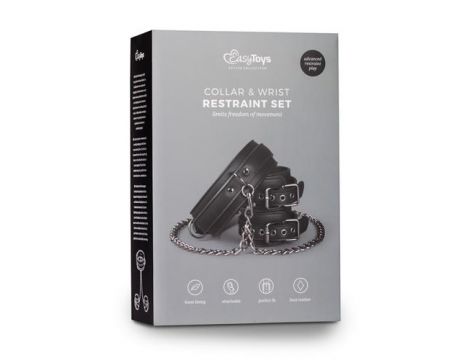 Kajdanki z obrożą EasyToys czarne skóra PU - 3