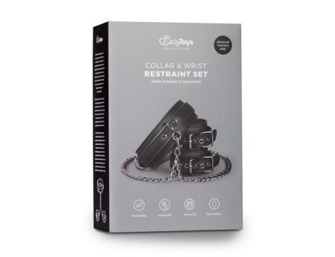 Kajdanki z obrożą EasyToys czarne skóra PU - 6