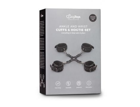 Zestaw kajdanek Hogtie na ręce i kostki EasyToys czarny