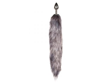 Srebrny metalowy korek analny z puszystym lisim ogonem EasyToys 40 cm - 2