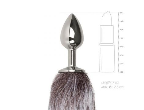 Srebrny metalowy korek analny z puszystym lisim ogonem EasyToys 40 cm - 3