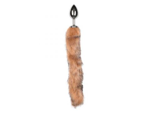 Korek analny metalowy z lisim ogonkiem EasyToys srebrny 35 cm - 2