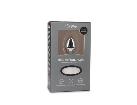 Korek analny z króliczym ogonkiem EasyToys srebrny - 2