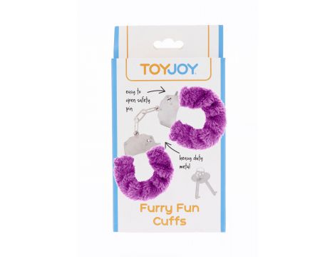 Regulowane kajdanki futrzane ToyJoy fioletowe - 3