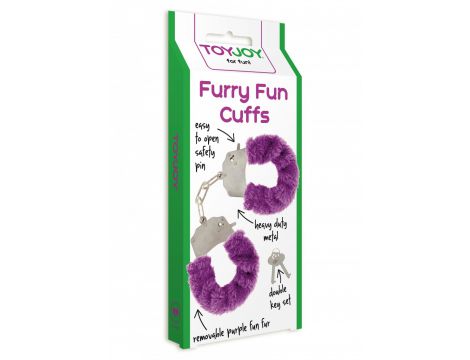 Regulowane kajdanki futrzane ToyJoy fioletowe - 2