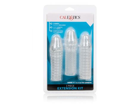 Zestaw 3 przedłużek na penisa Calexotics transparentny 15 cm - 2