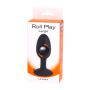 Korek analny Roll Play Large silikonowy czarny z wirującą kulką - 3