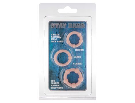 Pierścień erekcyjny Stay Hard trzy pierścienie silikonowy jasny - 2