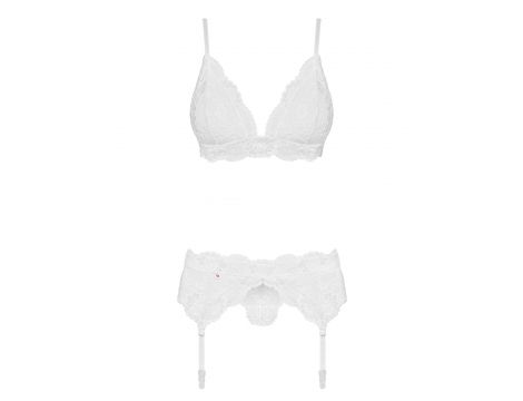 Komplet bielizny Obsessive 810 SEG biały S/M z pasem - 5